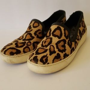 Sam Edelman Sz 6 Pony Leopard Print Slip Sneakers Shoes